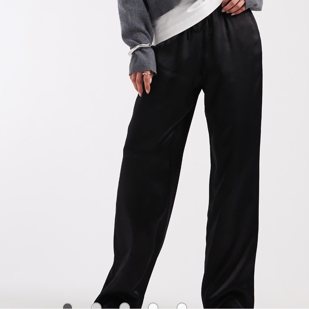 Black satin pants